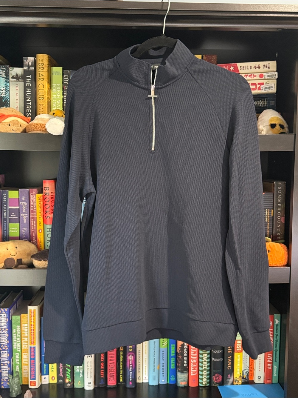 Reiss Textured Half-Zip Funnel-Neck Sweatshirt in Navy